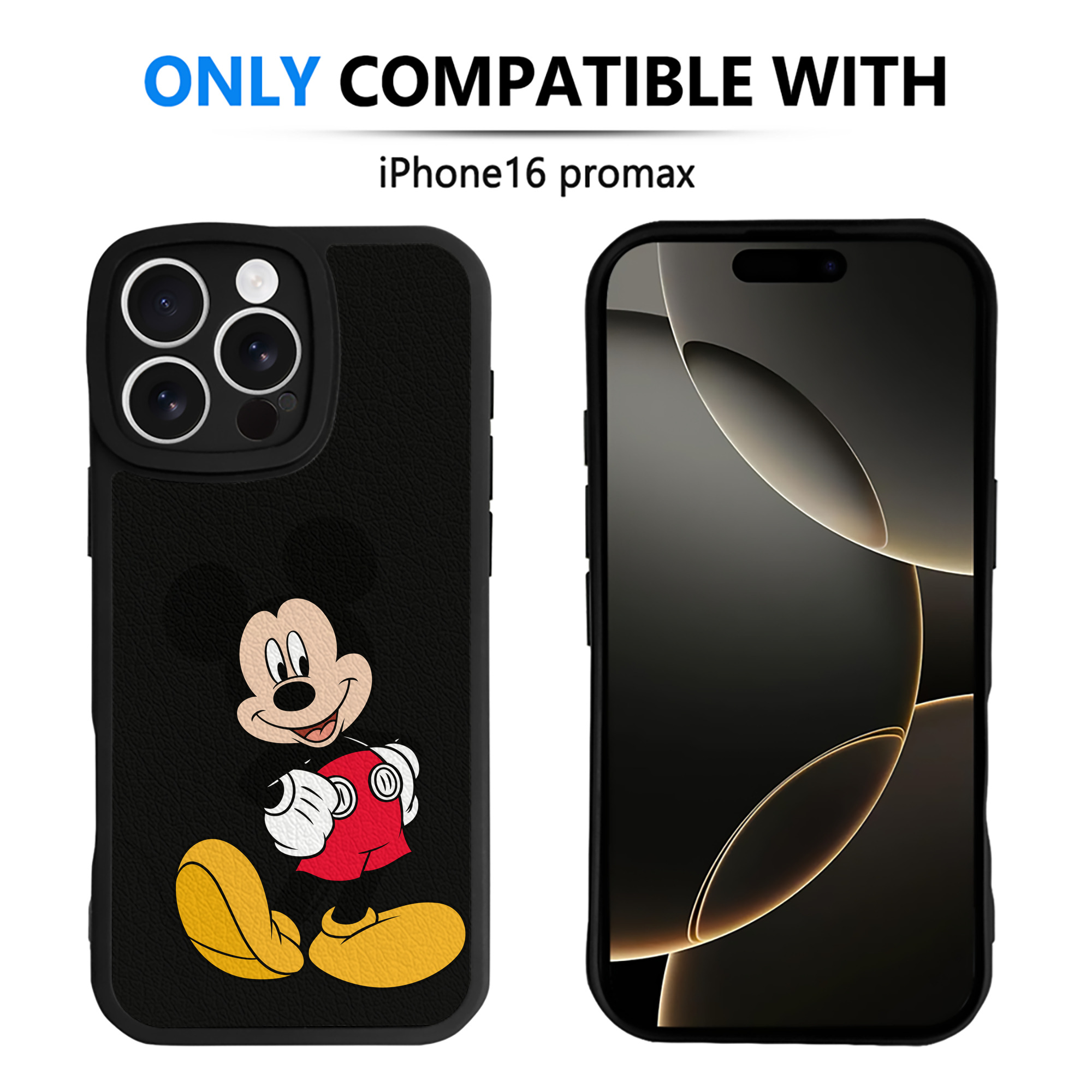 （画像用） ミッキーマウス Mickey Mouse 【iPhone 16シリーズ対応】シリコンスマホケース（レザー調） 材質：シリコン